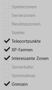 Auswahl in der Zonenkarte