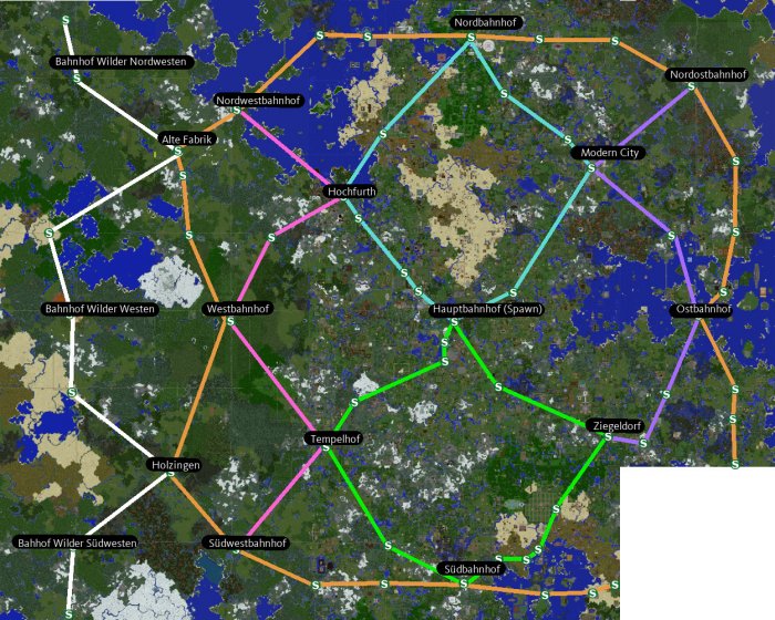 Streckenplan in der Zonenkarte